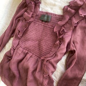 Elegant Mauve Ruffled Women's Top